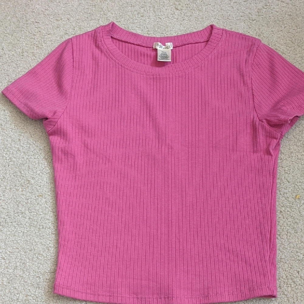 Pink Ribbed Kids T-Shirt
